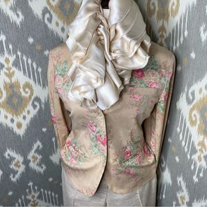 Lauren Ralph Lauren Polished Cotton Stretch Cottage Tea Rose Floral Blazer